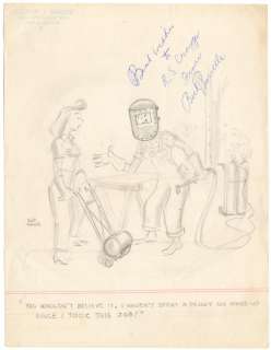 William "Bill" Porcelli | Porcelli - Lady Welder (unknown date) Original Drawing NO RESERVE! | Russ Cochran