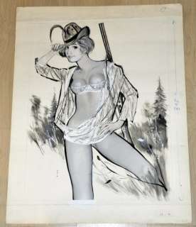 B. Denant | Denant - 2x Dessin original - Virginie en chasse + Virginie Ã  la Cuisine - Format (2x): 51 x 66 cm. | Catawiki