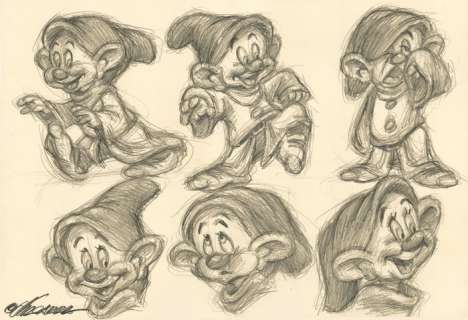 Joan Vizcarra | Dopey Model Sheet - Original Drawing - Joan Vizcarra - 50 x 32 cm - Pencil Art | Catawiki