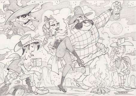 Jordan, Julian | Jordan, Julian - Original drawing - Lucky Luke - Le Grand Duc | Catawiki