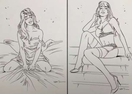 Jim | Jim - 2x Dessin original - Une Nuit Ã  Rome - Marie | Catawiki