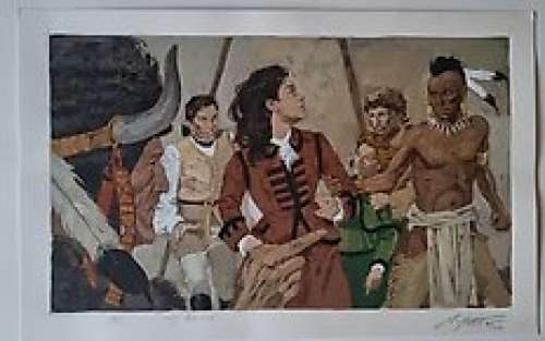 Gattia Alarico - A. Gattia - illustrazione orignale "L‘Ultimo dei Mohicani" pag. 112/113 - Page volante - Exemplaire unique - (1974)