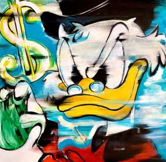 Ruttum, Street Artist | Uncle Scrooge - Street Art Large Painting - RUTTUM - 105 x 105 cm - Acrylic Art - Canvas - Original Artwork | Catawiki