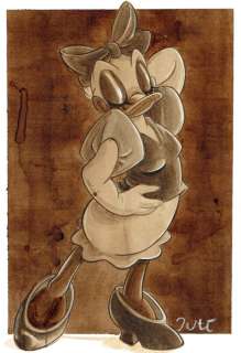 Guti, Coffee Artist | Daisy Duck - Original Coffee Painting - Guti Signed - Original Coffee Art | Catawiki