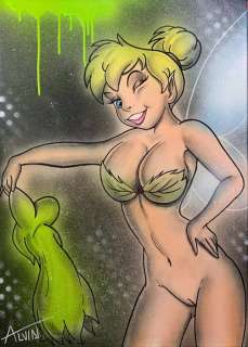 Alvin Silvrants | Naughty Tinkerbell Undress - Original drawing in colour by Alvin Silvrants | Catawiki
