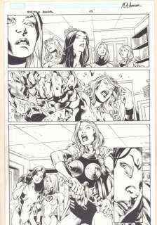 Mahmud A. Asrar, Scott Hanna - she-hulk: cosmic collision #1 p. 13 - she-hulk, valkyrie, invisible woman, & thundra - 2009 signed