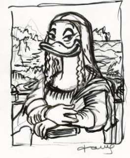 Tony Fernandez | Daisy Duck inspired by Leonardo da Vinci’s Mona Lisa - Original Preliminary Drawing - Tony Fernandez Signed - Original Art | Catawiki