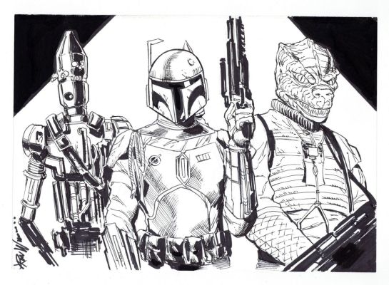 Ron Williams | Boba Fett, IG-88, and Bossk Sketch | mycomicshop.com