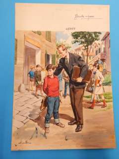 Guido Buzzelli | Il Giornalino n. 41 - Guido Buzzelli - Original Cover "Scuola in paese" - Page volante - Exemplaire unique - (1958) | Catawiki