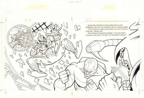 Jeff Albrecht, Steven Butler - Spider-Man: Caught in the Web Children‘s Book Pgs. 16 & 17 - Spidey Crashes in on Scorpion And the Hobgoblin Dps - 1997