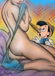 Alvin Silvrants | Pinocchio - Growing Wood - Original drawing in colour by Alvin Silvrants | Catawiki