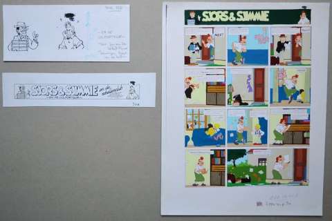 Robert Van Der Kroft | Sjors en Sjimmie - - Originele tekening + Koptekst + Inkleuring - Sjors & Sjimmie: en de colporteur - (1982) | Catawiki