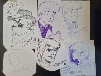 Tibet | Tibet - 6x dessin dédicacé - Ric Hochet + Chick Bill | Catawiki