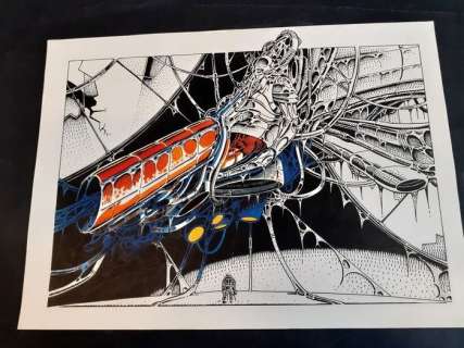 Giorgio Comolo | Giorgio Comolo Illustrazione originale - Omaggio ad Alien - Page volante - (1985) | Catawiki