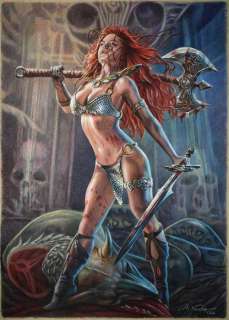 Antonello Venditti | Red Sonja, Antonello Venditti - Epic Red Sonja originale 50 x 70 cm - Page volante - Exemplaire unique (2022) | Catawiki