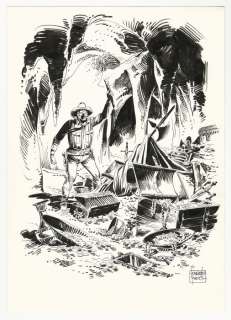 Fernando Fusco | Tex - Fernando Fusco - illustrazione originale "Tex e il Tesoro Perduto" - Anni ’90 - Page volante - Exemplaire unique | Catawiki