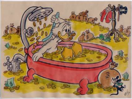 Xavi (Xavier Vives Mateu) | SCROOGE - Dibujo original - SCROOGE, having a relaxing bath - XAVI - (2022) | Catawiki