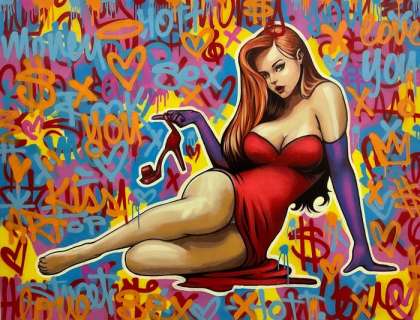 Alberto Ricardo | Jessica Rabbit - Pintura original - 130 x 100 cm. - (2022) | Catawiki