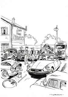 Jean-Luc Delvaux | Jacques Gipar, Le Grand Prix d’Angoulême, 4ème plat original à l’encre de chine. | Septimus