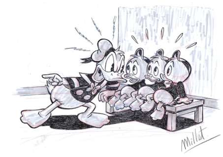 Millet | What a telling-off - Signed Original Drawing by Millet | Catawiki