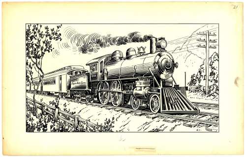 Carlson - EMPIRE STATE EXPRESS 999, Pg 21, Original Drawing (c. late 1930s) | Russ Cochran