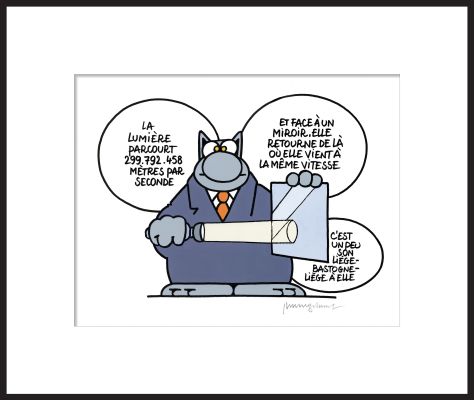 Philippe Geluck | La vitesse de la lumière - Acrylique sur carton | Huberty Breyne Gallery