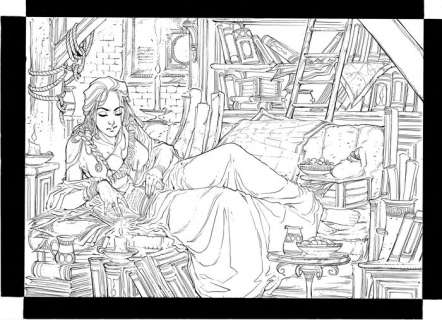 Tamburo, Nico | Pin Up N. Tamburo original artwork - Library girl - Page volante - Exemplaire unique - (2021/2021) | Catawiki