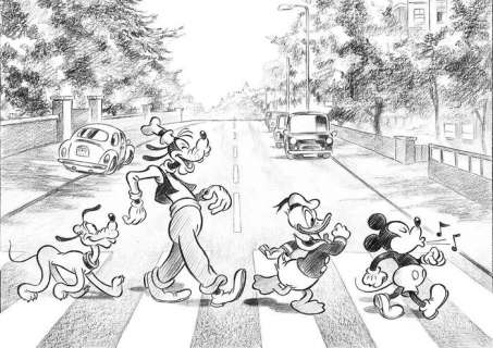 Tony Fernandez, Disney Artist | Disney Family Inspired By Beatles Abbey Road - Fine Art Giclée - Tony Fernandez Signed - EO | Catawiki
