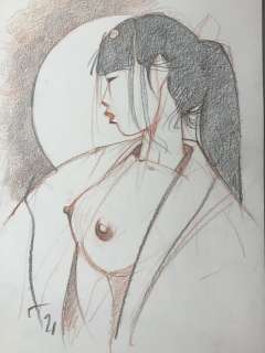 Michetz, Marc | Michetz, Marc - Dessin original couleur - Geisha - (2020) | Catawiki