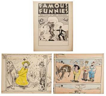 Comic Artwork from the Estate of Frank Thorne -- Includes Cover Artwork of ‘‘Famous Funnies‘‘ #1 by Mayes Measuring 16‘‘ x 20‘‘