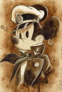 Guti, Coffee Artist | Mickey-Corto Maltesse [Topo Maltese] - Original Coffee Painting - 41 x 30 cm - Guti Signed - Original Artwork - Coffee Art | Catawiki