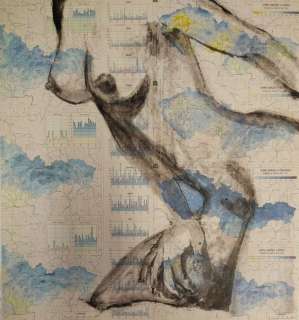 Andrea Boriani | Omaggio a Manara - Andrea Boriani - dipinta a mano. tecnica mista su pagina di un atlante vintage ’66 - Page volante | Catawiki