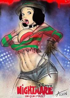 Alvin Silvrants | Snow White A NightMare on Elm Street - Original drawing in colour by Alvin Silvrants | Catawiki