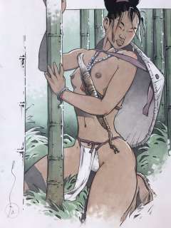 Michetz, Marc | Michetz, Marc - Dessin original couleur -Â Guerrière au repos - (2022) | Catawiki