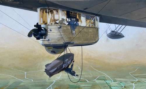 Di Gennaro, Aldo | Di Gennaro, Aldo - llustrazione originale - Dirigibile | Catawiki