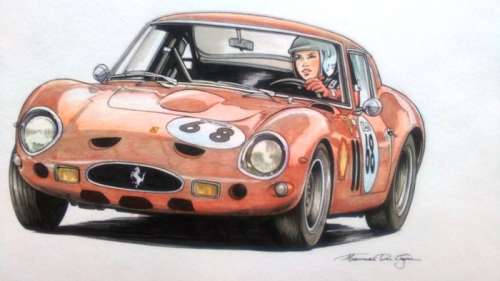 Caju, Thomas Du | Original drawing in colour  - Ferrari  - (2013) | Catawiki