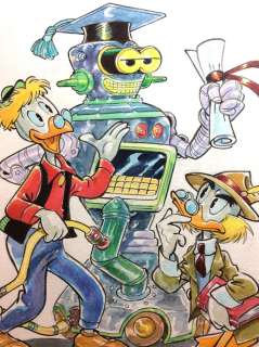 Alessandro Gottardo | Donald Duck - "The Brain" - Signed Original Watercolour Painting by Alessandro Gottardo - (2021) | Catawiki