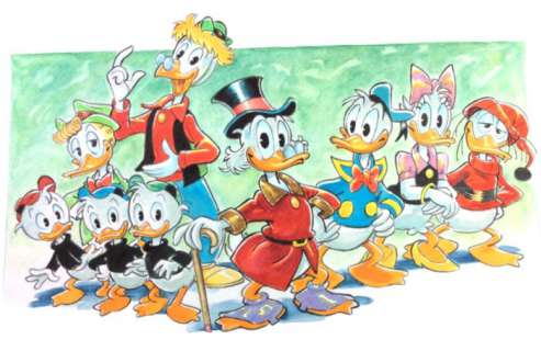 Alessandro Gottardo - Uncle Scrooge - "The Duckburg Family" - Signed Original Watercolour Drawing by Alessandro Gottardo - (2021)