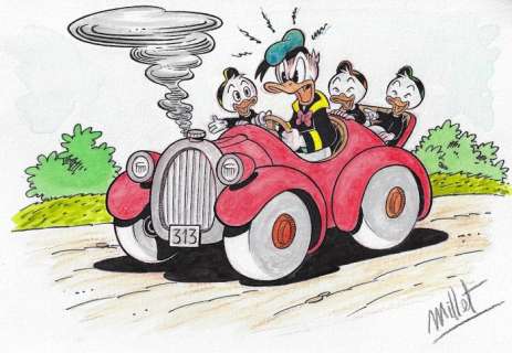 Millet | Duck Family - Poor old 313 - Signed Original Colour Drawing by Millet | Catawiki