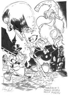 Valerio Held | Topolino 2526 - "Paperino e il magico mondo della magia" - Signed Original Inked Drawing by Valerio Held - Page volante - (2004) | Catawiki
