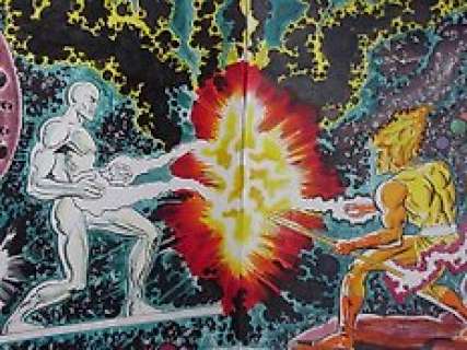 Angel Gabriele - Angel Gabriele Tribute jack Kirby - Silver Surfer vs Firelord - 22x17 inches - peinture - Page volante - EO - (2013)