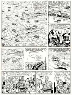 Francis Bergèse | Buck Danny, Les “Agresseurs”, planche originale à l’encre de chine pour cet album paru en 1988 chez Novedi. Le dernier album de Buck Danny avec Charlier au scénario. | Septimus