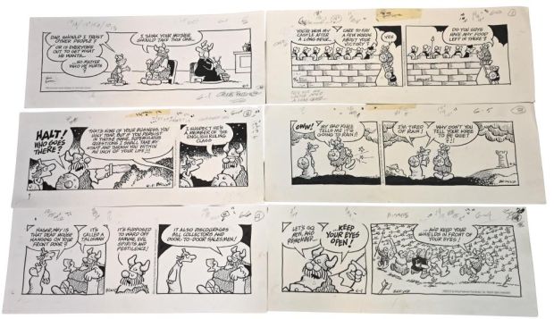 Lot 58 - 19 Chris Browne, Hagar the Horrible Daily Comic Strip Original Art Ink on paper, nineteen original multi-panel daily… | misc / divers