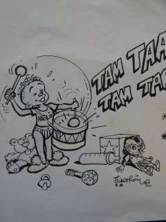 François Walthéry | Walthéry - originele tekening gebruikt voor een geboortekaartje - "Natacha" - gesigneerd - formaat op A4 - (1992) | Catawiki