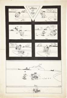 George Herriman Last-Ever Krazy Kat Sunday Comic Strip Original Art dated 6-25-44 (King Features Syndicate, - | Heritage