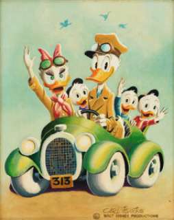 Carl Barks Rumble Seat Roadster Painting Original Art (1975). Donald Duck‘s car has seen him through thick and -