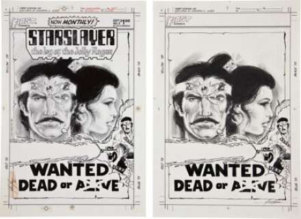 Mike Grell Starslayer #8 Cover Original Art (First Comics, 1983). "Starslayer. Wanted Dead or Alive." -