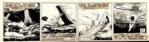 Rex Maxon - tarzan daily strip (tarzan battling crocodile in every panel! ) 1947