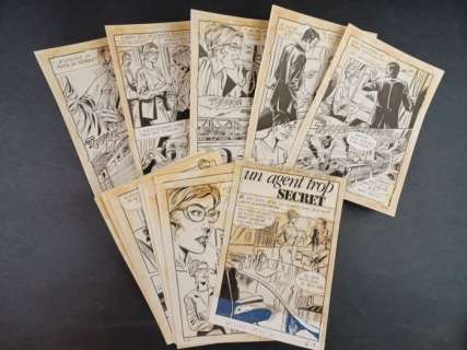 Alberto Del Mestre | Vagone Letto/Orient Sexpress n. 4 - Alberto Del Mestre - 15x Tavole Originali "Un Agente Troppo Segreto" - Page volante - Exemplaire unique - (1988) | Catawiki