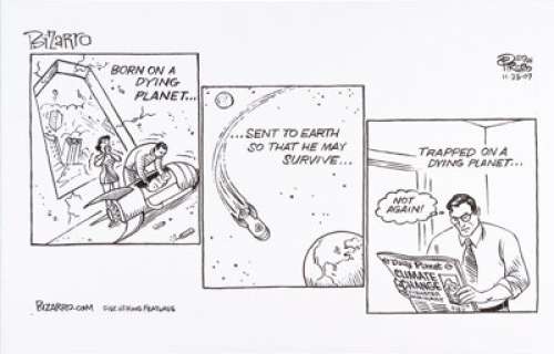 Dan Piraro Bizarro "Superman" Daily Comic Strip Original Art dated 11-25-07 (King Features -